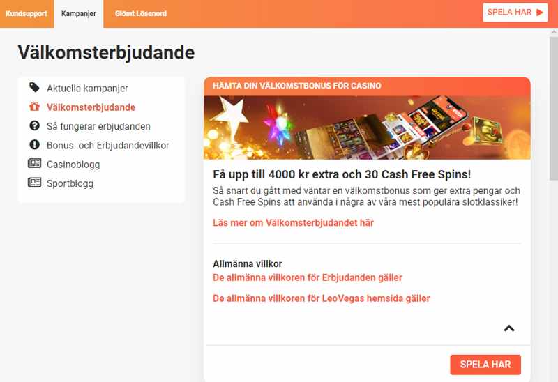 Leovegas. Så snart du gått med väntar en välkomstbonus som ger extra pengar och Cash Free Spins att använda i några av våra mest populära slotklassiker!